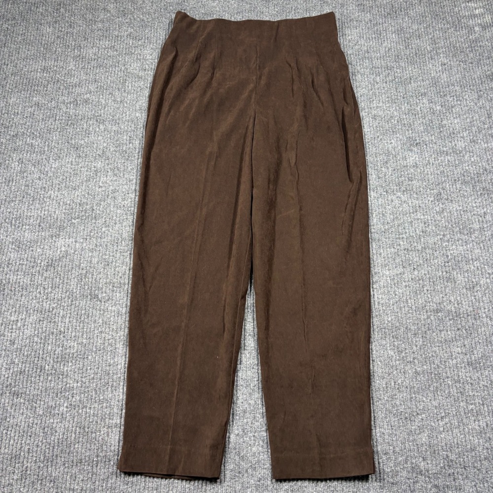 Briggs Pants Womens 12 Petite Brown Pull On Faux Suede Tapered Leg 8950